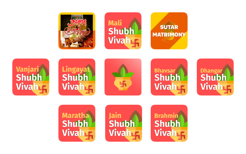 App icons of the Shubhvivah community matrimony apps